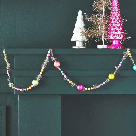 Vintage Pastel Tinsel Traditional Glass Garland - Picture 4 of 16